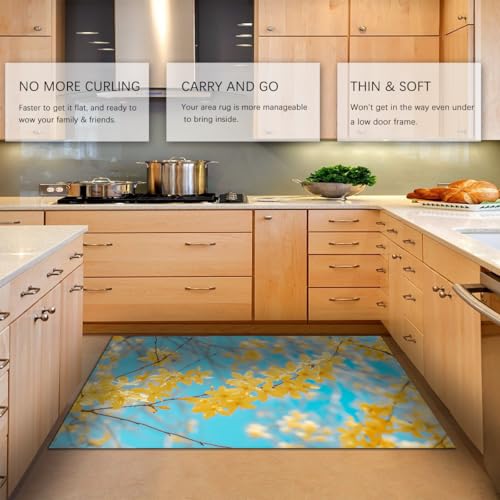 Tapis minimaliste jaune forsythia d'une élégance moderne pour grand salon - 5