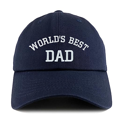 Trendy Apparel Shop Worlds Best Dad Embroidered Low Profile Soft Cotton Dad Hat Cap - Navy