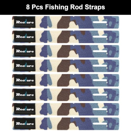 Realure 8 Pcs Fishing Rod Straps Adjustable Neoprene Ties Straps Elastic Fishing Rod Belt Ties for Fixed Fishing Rods Gear Strap Spinning Rod Sea Rod Feeder Rod Carp Rod Wrap Protectors - Image 2