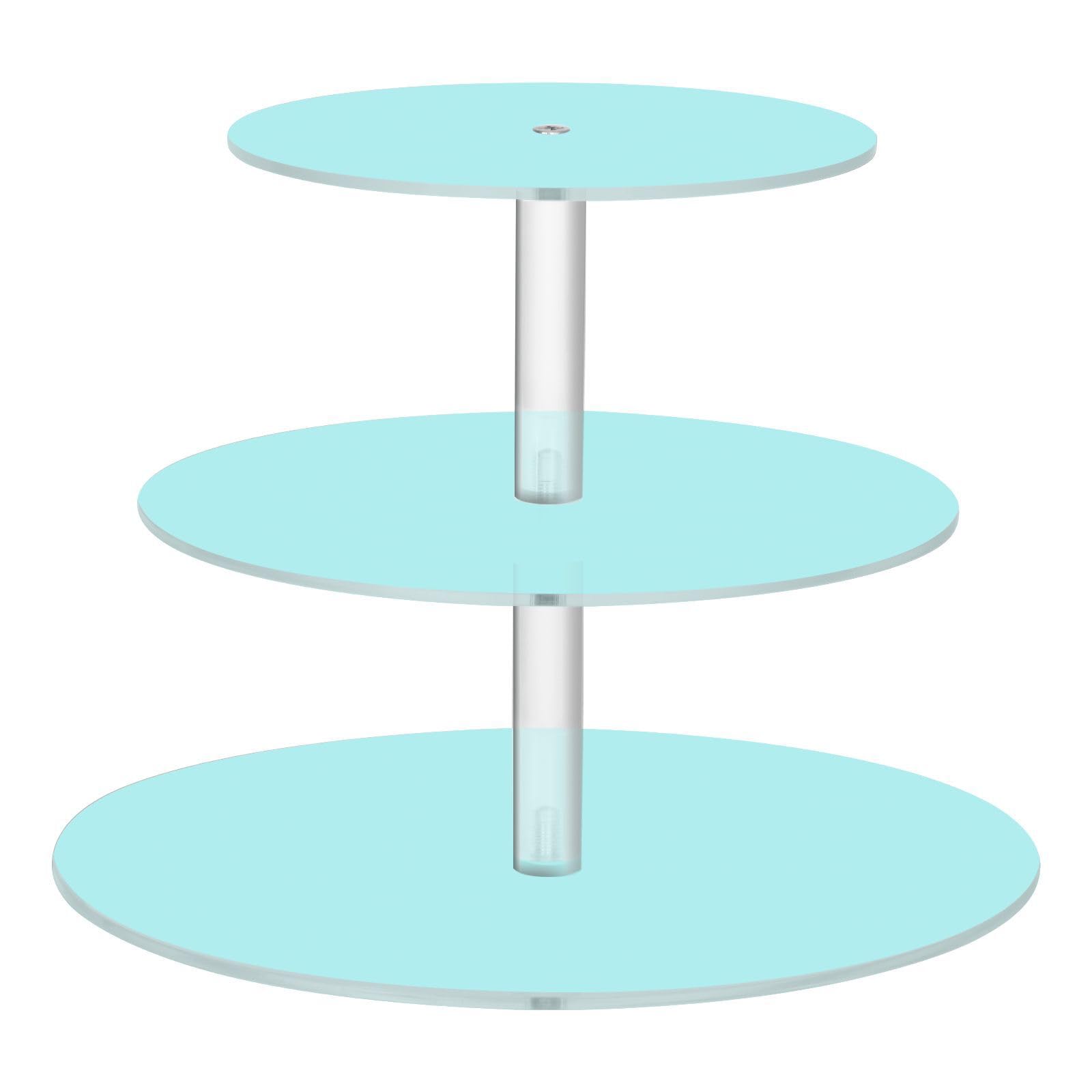Zathe Pale Turquoise Blue Acrylic Circular Tray Spill-Proof Three-Layer Display Trays Store Sundries In The Entrance Hall