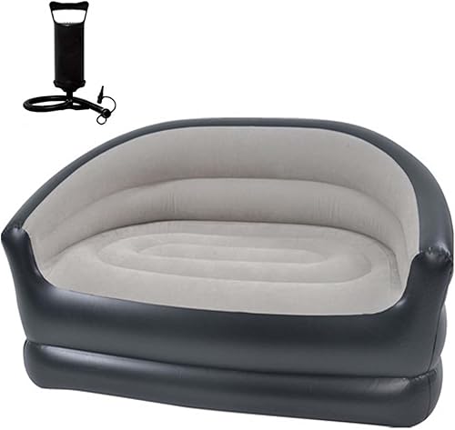 Sofá inflable doble plegable, colchón inflable con reposabrazos, sofá de aire portátil para sala de estar interior y balcón al aire libre, patio
