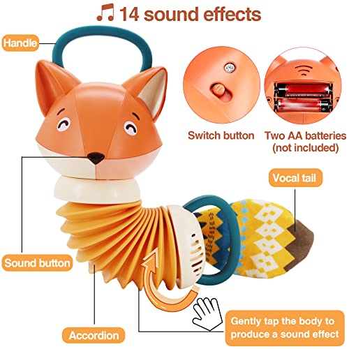 Pragym Baby Toys 6 To 12 Months, Baby Girl/Boy Gifts, Musical Toys/Learning Educational Toy With 14 Sound Effects, Montessori Toys For 1 Year Old, Fox Instrument Toy For Travel Car Seat Stroller Crib #TOP1