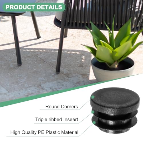 Image of M METERXITY 70 Pack Round Plastic Plug, OD 7 /10 inch Furniture Tube Inserts Pipe Hole End Caps for Tubing Post /Glide Insert for Pipe Post /Table Chair Leg /Metal Tubing /Fence [Black]