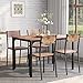 Price comparison product image LTGB 4-Seater Dining Table Set, 2022 New Modern 5-piece Dining Set for Home/Kitchen/Dining Room, 1 Table with 4 Chairs, Wood Table + Steel Frame, Rustic BrownUK Fast Delivery