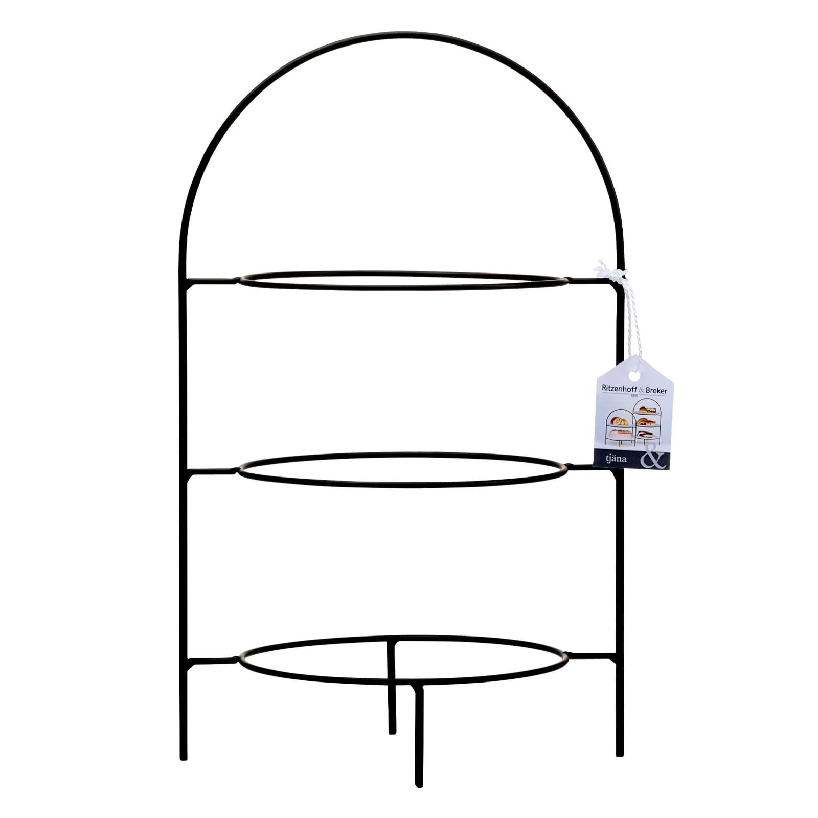 Ritzenhoff & Breker Tjäna Etagère 3-stufig, 37 cm, Servierturm für 3 Teller (18-21 cm), Gummierte Schutzkappen an den Füßen, Metall, Schwarz