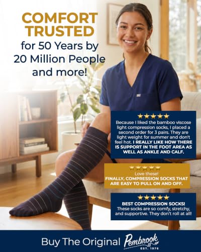 Image of Pembrook Bamboo Viscose Light Compression Socks - 3 Pairs | 8-15 mmhg Compression Socks | Knee High Comfort Support Socks