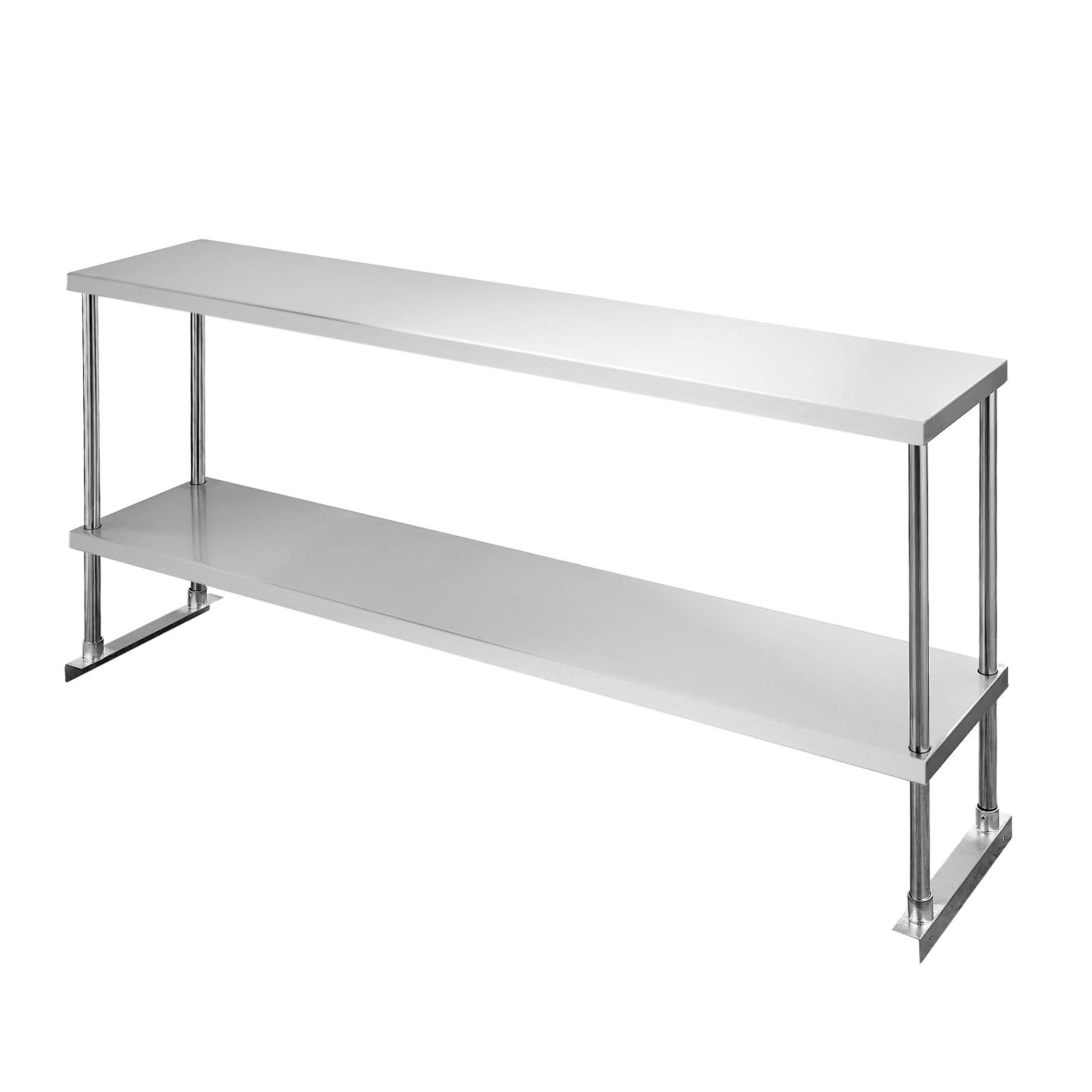 Hally - Estante doble de acero inoxidable de 12 x 60 pulgadas, capacidad de peso de 400 libras, estantes comerciales NSF de 2 niveles para mesa de preparación y trabajo en restaurante, hogar y cocina