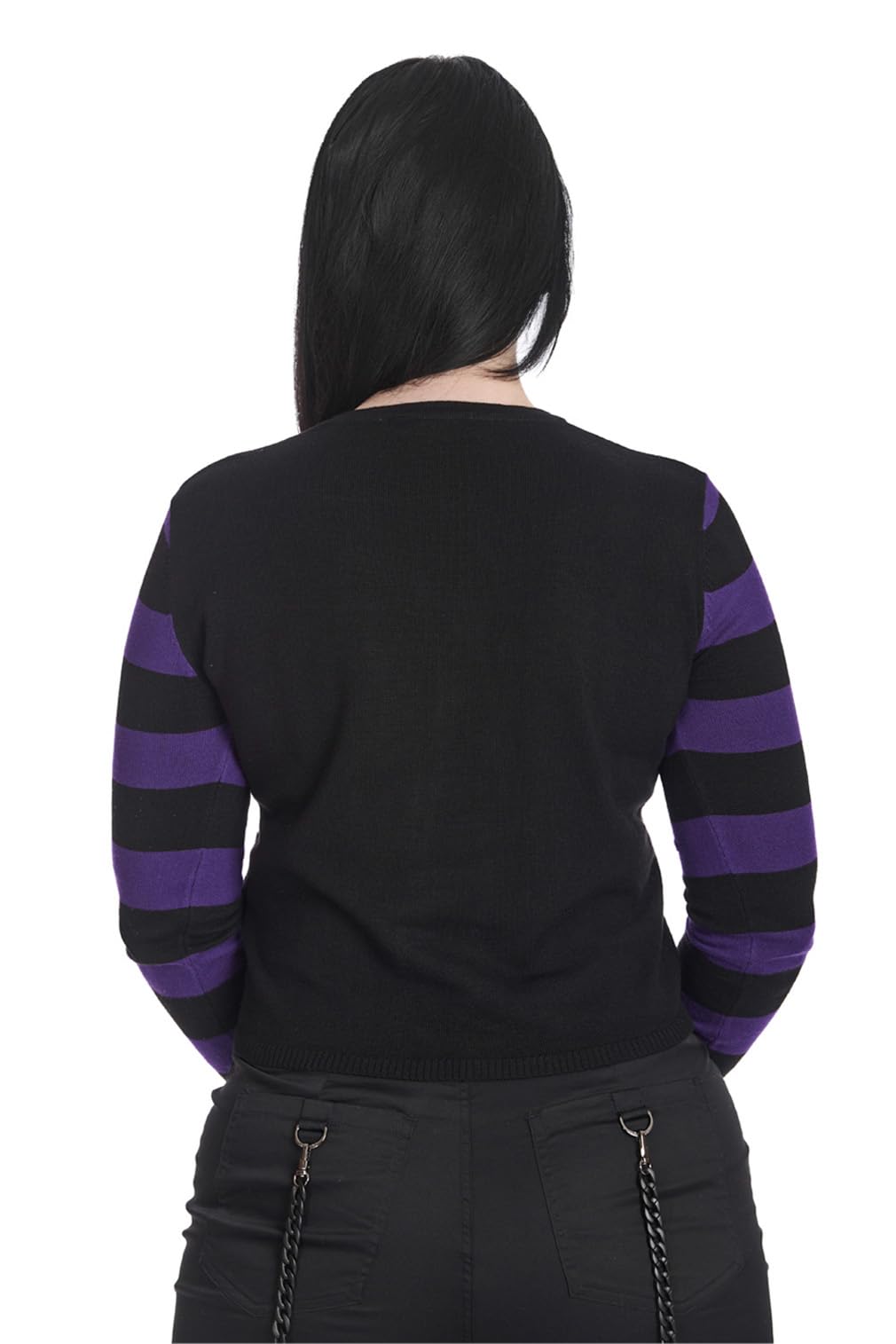 Banned Alternative Pullover Alien Space Cat Katze Astronaut Kitty Schwarz Lila