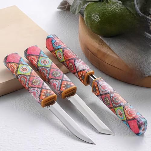 Image of Wizbiz 2-in-1 Dual Blade Kitchen Knife D2 Steel Sharp Blade with Sheath - Ebony Handle Stainless Steel Multipurpose Knife Perfect for Fruit Vegetable Cutting, Gifting