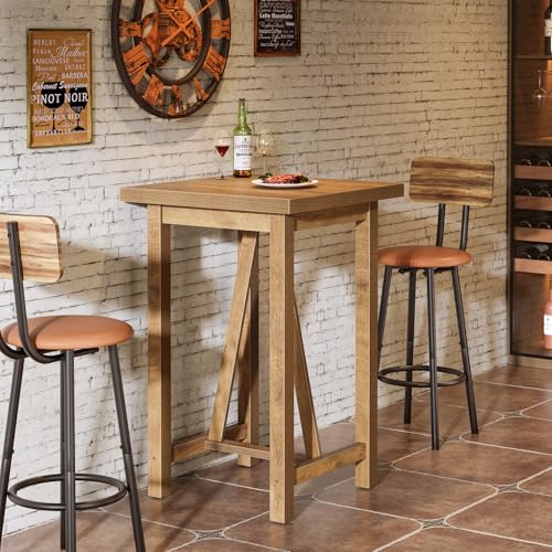 Tribesigns Square Bar Table 39.4 Tall Counter Height Pub Table for Cocktail Coffee Bistro Farmhouse High Top Desk for Living Room Dining Room Kitchen Small Space