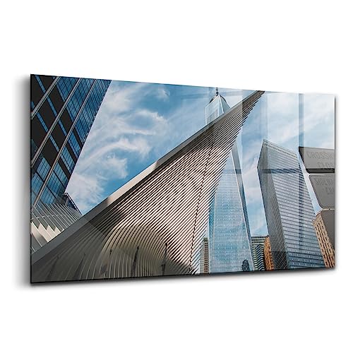 Tableau en verre coloré 140x70cm Wallfluent New York gratte-ciel