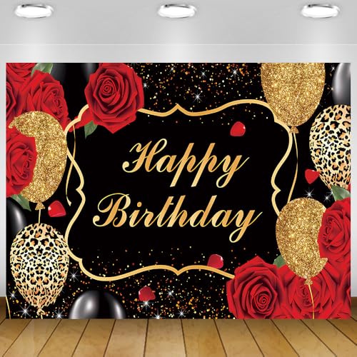Fondo para cumpleaños rojo 8x6 pies para mujeres miniatura 1