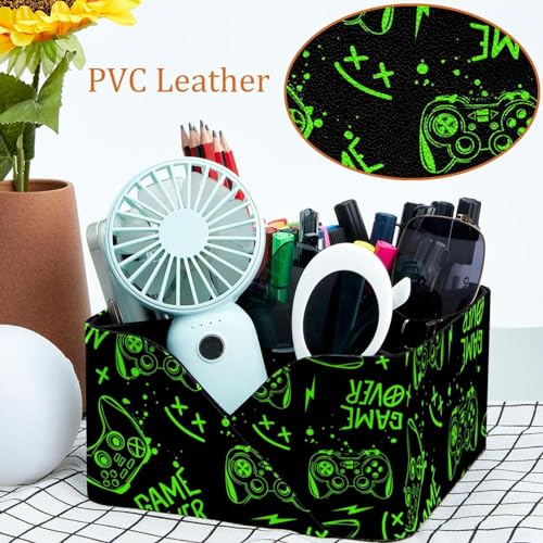 Organiseur de bureau vert à 4 compartiments et pot à stylos - 6