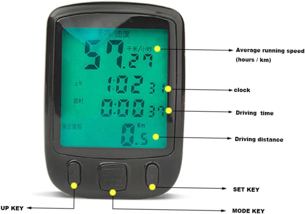 Bike Computer Wired Speedometer for Mountain Bicycle and Folding Bike | LCD Display, Waterproof Shell, ABS Build, Easy Installation, Built in Removable Battery, Black Finish