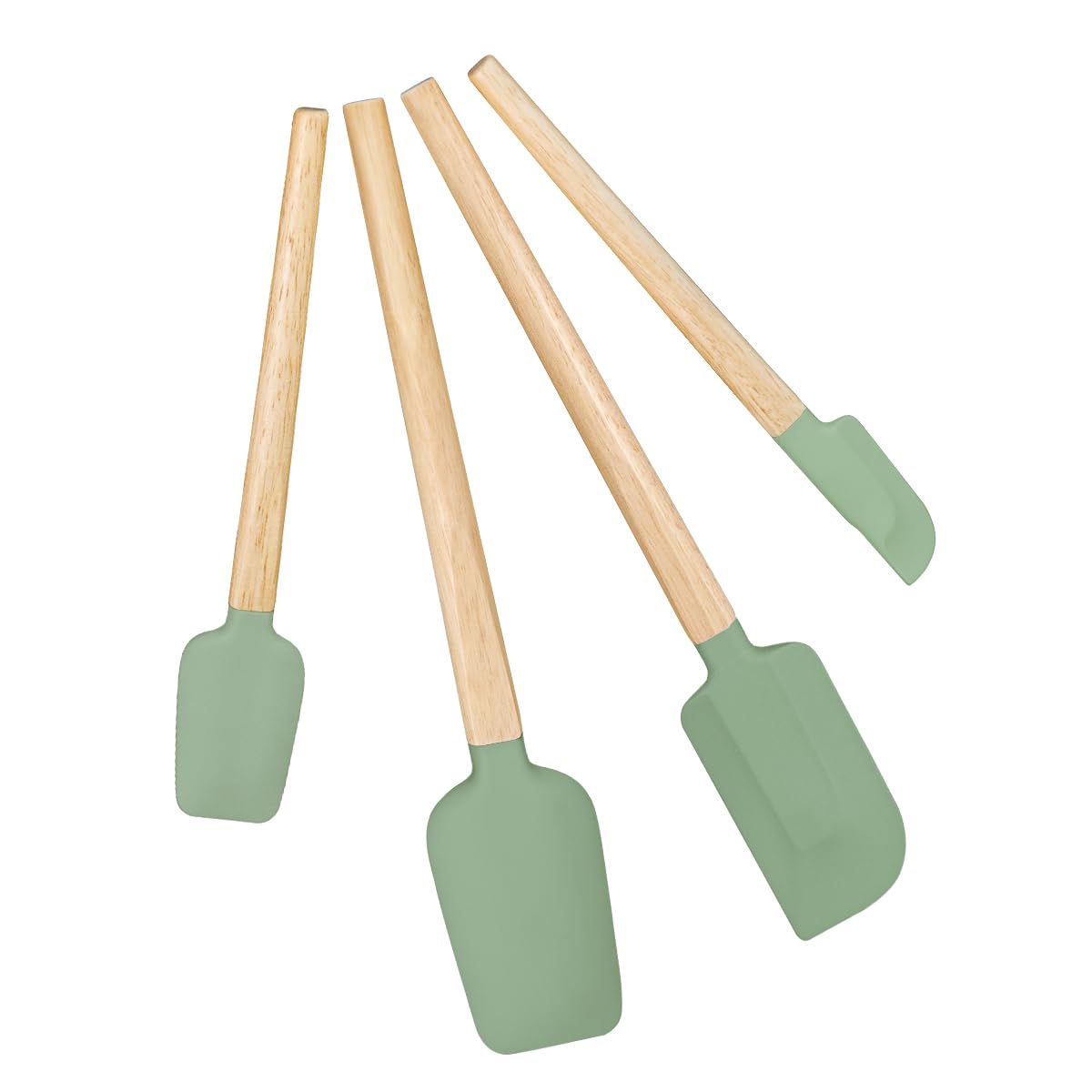Silicone Spatula Set, Food Grade Rubber Spatula-4 Piece Nonstick Rubber Spatulas, Spoonula, Jar Scraper for Cooking, Baking, Mixing, Frosting - Heat Resistant Up to 600°F (Spatulas-Green)