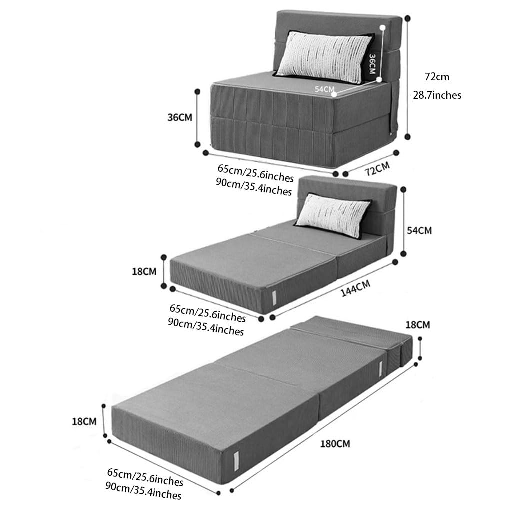 Divano Letto Pieghevole Compresso, Divano Singolo Senza Ossatura Per Appartamento, Più Dimensioni Disponibili(Gray color,90 * 180 * 18cm)