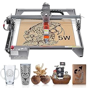 VEVOR Lasergraveermachine, 5 W, graveerapparaat, 40 x 40 cm, graveeroppervlak, lasergraveeroppervlak, 455 ± 5 nm, blauw lichtlaser, 10.000 mm/min, compatibel met LightBurn & LaserGRBL voor hout,