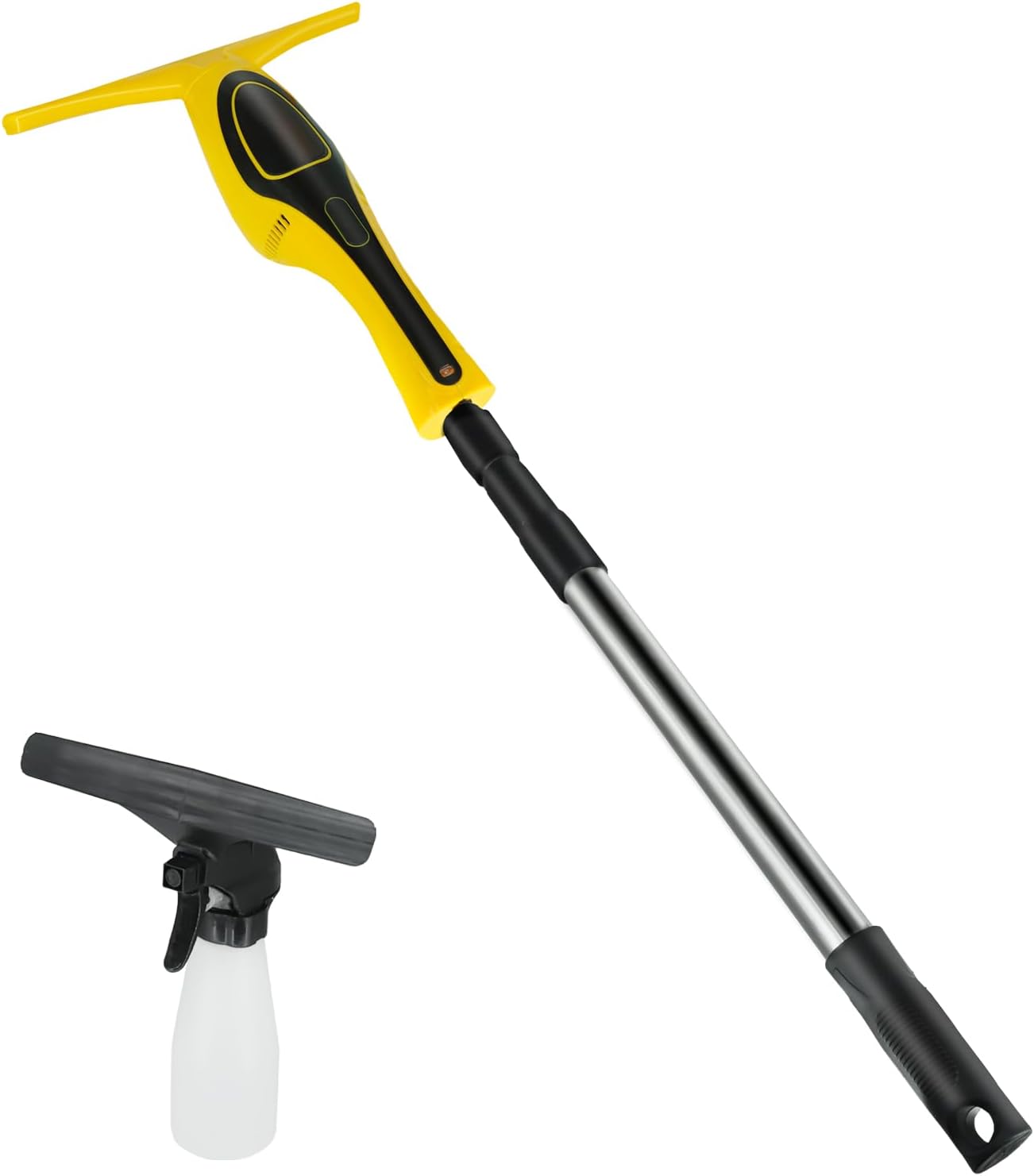 Window Vacuum Squeegee Cordless, Rechargeable Windows Tool Vacuum Cleaner Set, Electric Power Glass Cleaning Tools with 50ml Water Tank & Telescopic Pole (36"-61") for Windows, Tiles