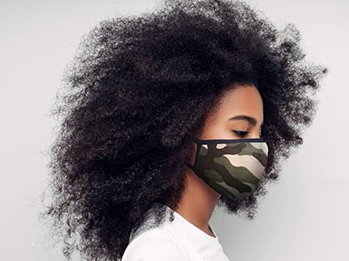 Optimally Organic Face Mask, Lightweight Cotton Face Covering With Soft Ear Loops - Made In The Usa - Highly Fashionable Design - Unisex - Green Camoflauge Pattern #TOP2