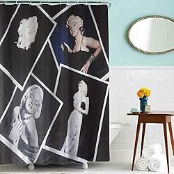 Cortina Marilyn Monroe Sun&Home Cortina de Ducha con impresión Digital 3D, Repelente al Agua, antibacteriana y Resistente al Moho, Lavable, 12 Ganchos (Marilyn Monroe) 180 x 180 cm