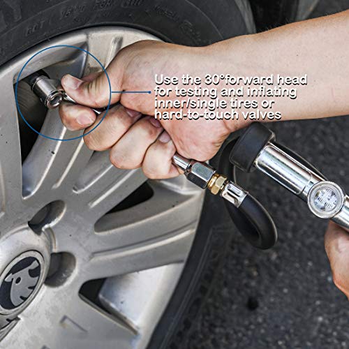 image for CZC AUTO Tire Inflator Air Pressure Gauge with Rubber Hose, 10-120PSI 