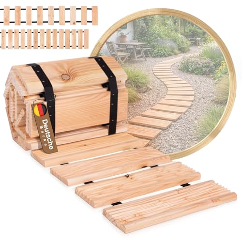 BooGardi Chemin Roulant en mélèze - 6 Tailles - 250 cm de Long - 30 cm / 40 cm / 50 cm de Large - Espacement Entre Les Lattes : 8 cm - Chemin en Bois à...