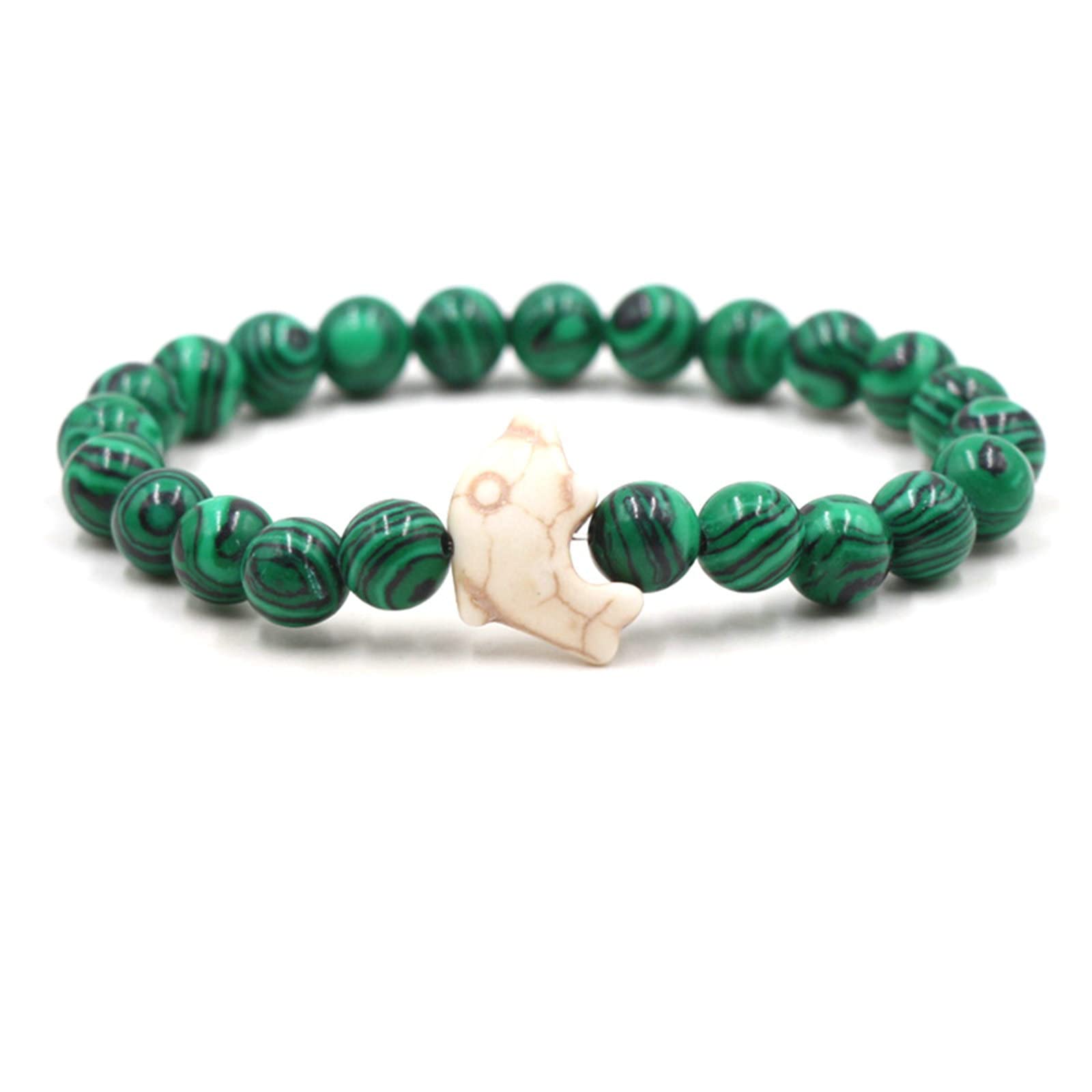 Herren -Natursteinarmbänder, 8 mm Zwei -Ton -Perlen -Armband Damen Dehnungsbänder Armbänder 19cm