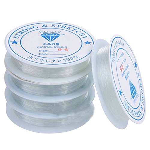 Sunluxy Mall 5 bobines de Corde élastique Transparente 0,6 mm