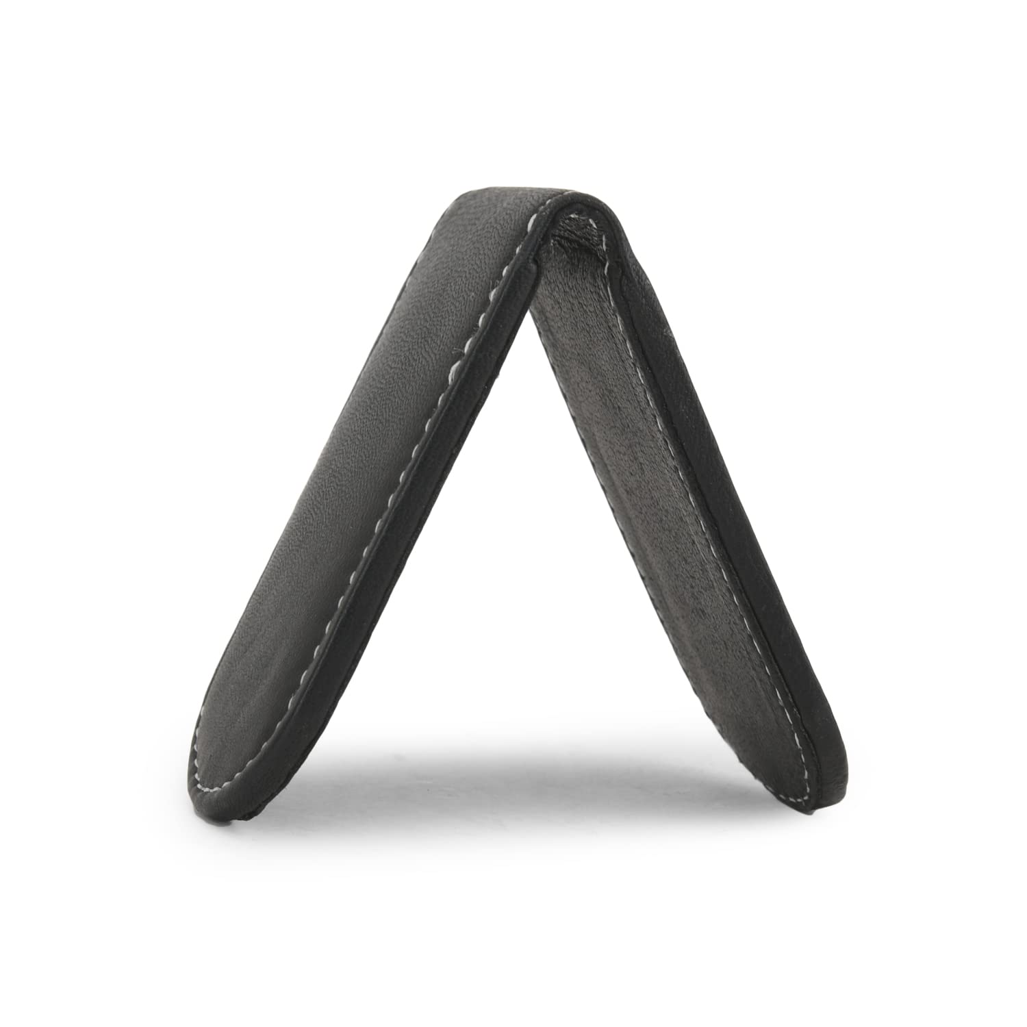 Leatherboss Genuine Leather Slim Magnetic Minimalist Bifold Money Clip Cash Holder Wallet, XL Black