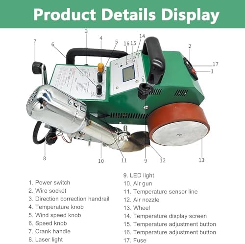 Automatic PVC Banner Welding Machine, 1800W Heat Jointer Welder with Handrails, 20-680℃ Adjustable Temperature, 0.2-1mm Thickness, Seamless Bonding Positioning Function