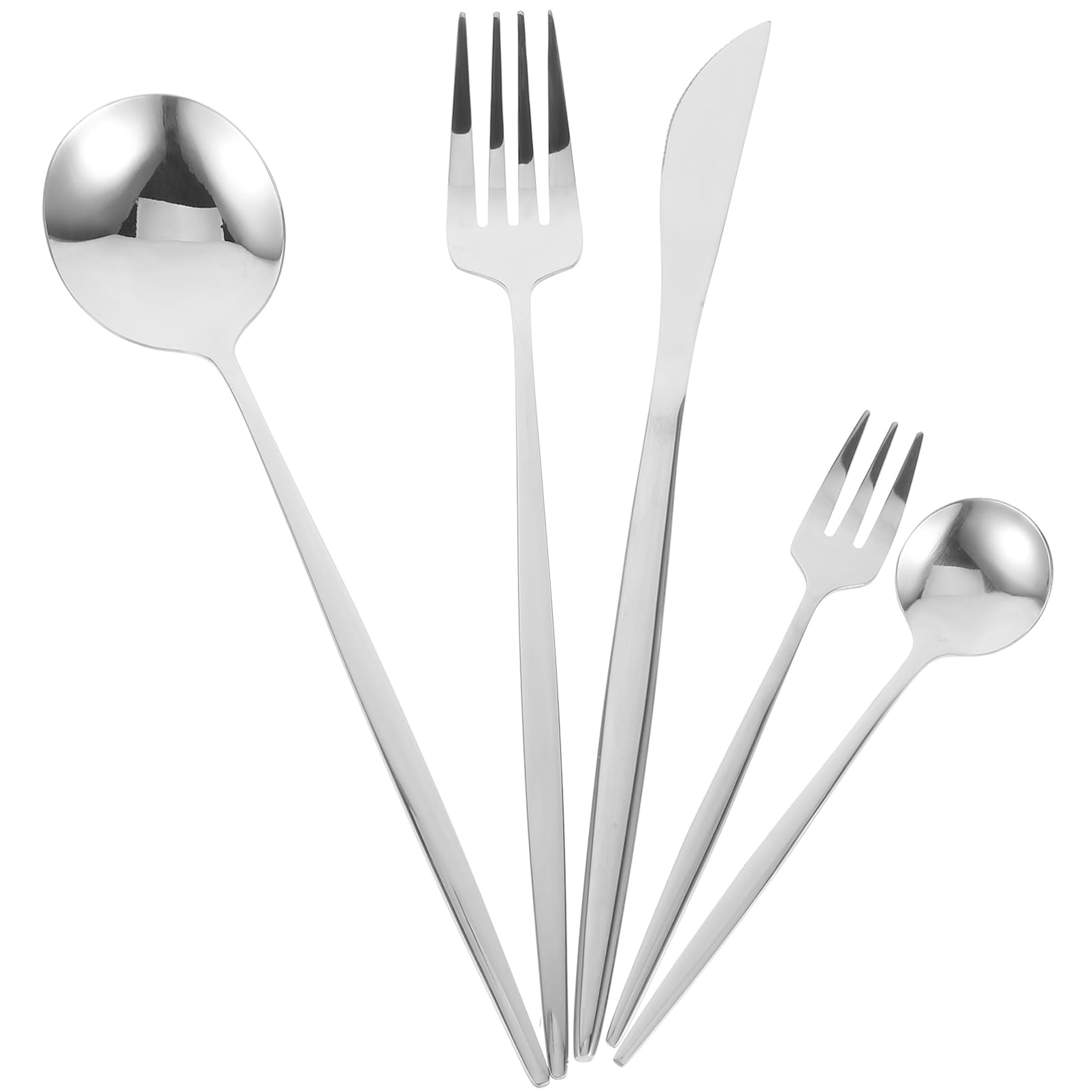 Amosfun Set Posate da Bistecca 30 Pezzi in Acciaio Inox per Cena | Colore Bianco, Forchetta e Cucchiaio da Dessert Inclusi, Costruzione Solida e Stabile