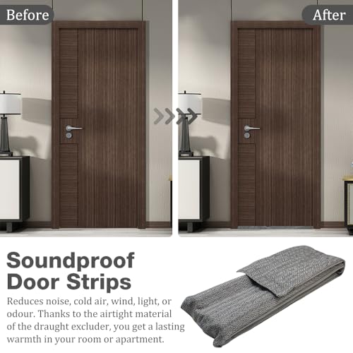 HIULLEN Tochtstopper voor deuren, deurafdichting, dubbele afdichting, tochtstopper, windstopper voor warmte-isolerend en energiebesparend, tochtstopper tegen tocht en lawaai (grijs) - Image 7