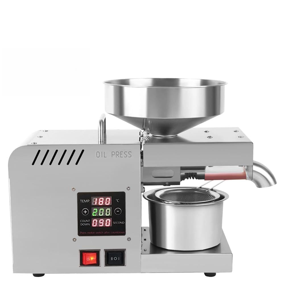 YXZYFPP Automatic Cold Press Oil Machine for Home Use - 610W Oil Extractor for Peanutss, Sesame, Sunflower Seeds - Compact Design, Energy Efficient, 220V