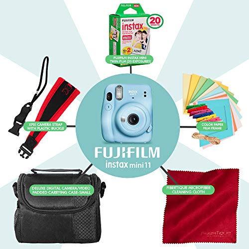 Fujifilm Instax Mini 11 Instant Film Camera + Instax Mini Twin Film (20 Exposições), Estojo Para Câm