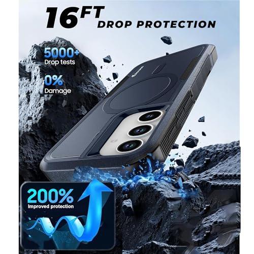 Image of KARWAN Shockproof Back Case Cover Compatible with Samsung S24, Heavy Duty Case with Camera Protection,Dual Layer Rugged Protection with MagEaze Mag-Safe Wireless Charging (Blue)