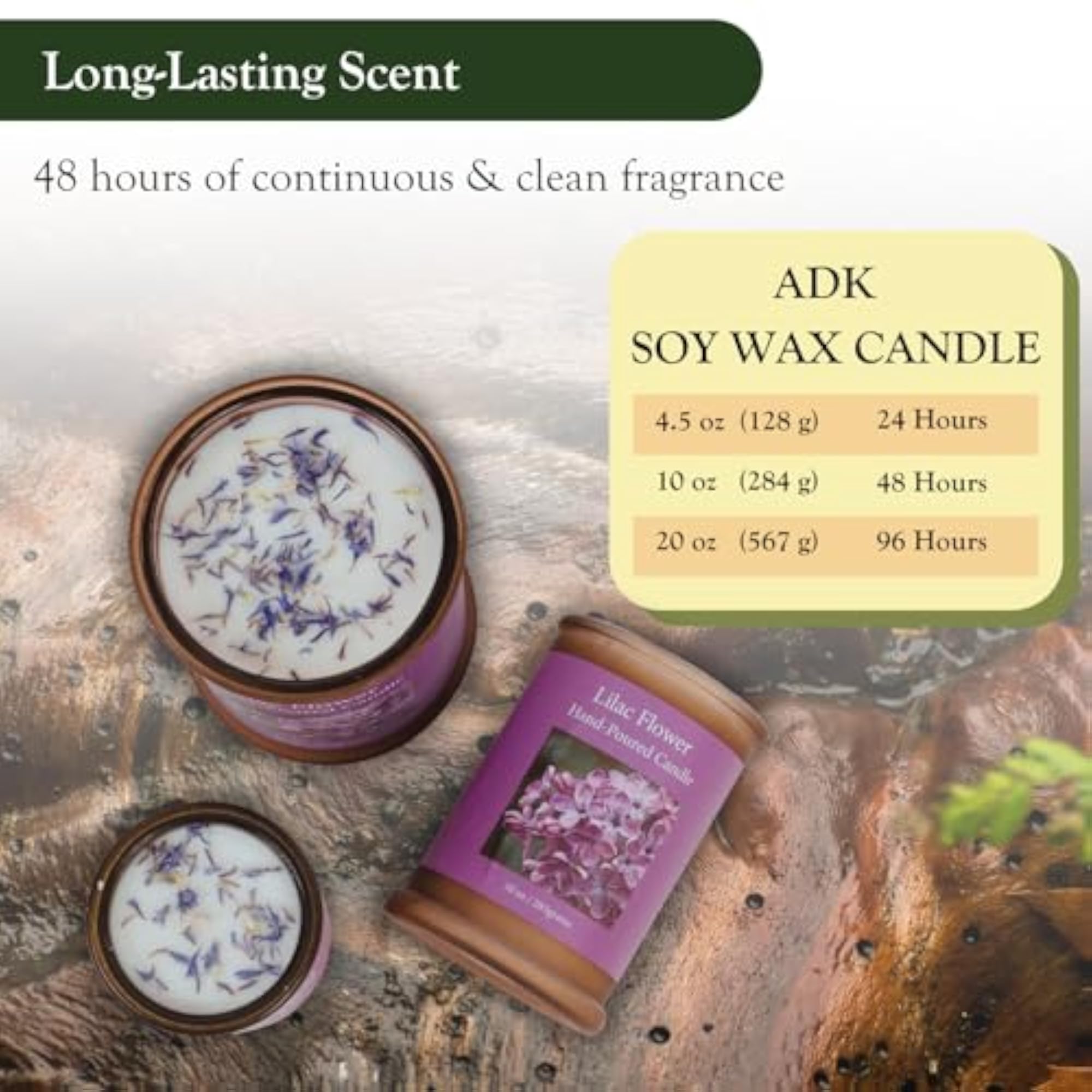 Lilac Balsalm Scented Candle, Plant Based Aromatherapy