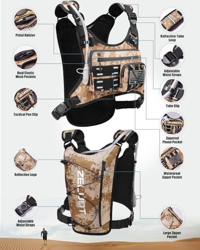 Image of Zelvot Running Vest with 2L Water Bladder, Hydration Backpack, U.S. Design Patent, Lightweight Hydration Pack with Gear Holder, Reflective Chest Pack for Men Women