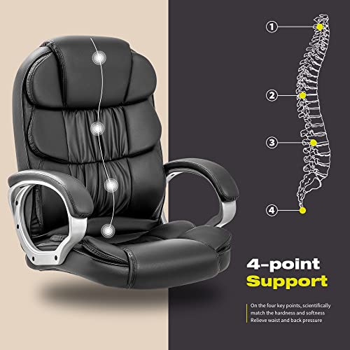 Victone Big And Tall Office Chair Ergonomic Desk Chair High Back Executive Computer Chair Adjustable Swivel Pu Leather Task Chair With Padded Armrests And Lumbar Support (Black) #TOP1