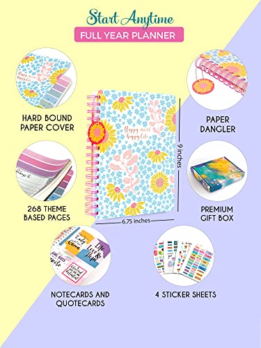 Image of Doodle I The Happiness 2024 Planner I Undated B5 Planner + 4 Sticker Sheets + 64 Pages Pocket Planner with Premium Gift Box | Tear Away Note Cards & Quote Cards | Activity Pages | To do lists I 268 Pages I 80 GSM I Wiro Bound I (Happy Notes)