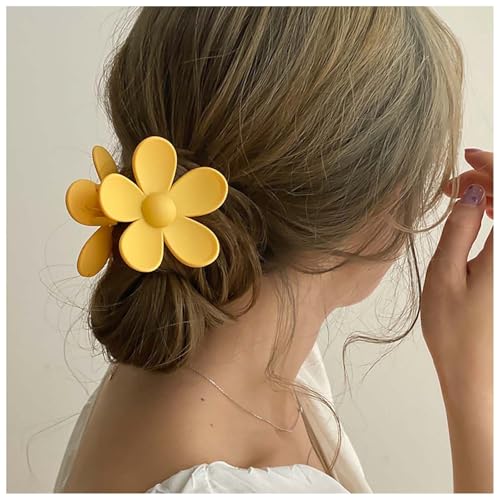 Dervivea Flor De Pelo Pinza De Garra Mate Flor Pinza Pinza De Pelo Grande De Plástico Flor Pinzas Para El Cabello Flor Amarilla Pinzas Para El Cabello Margarita Verano Pinza De Pelo Garra