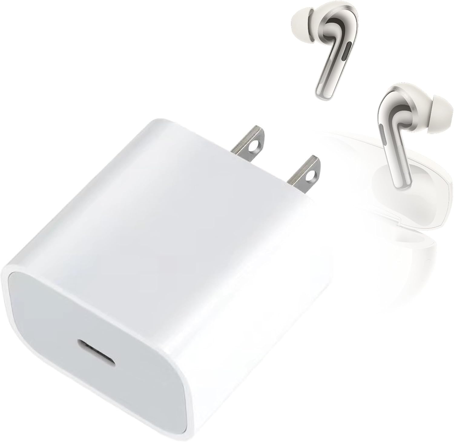 BoxWave Charger Compatible with OnePlus Buds Pro 3 Wireless Earbuds - PD GAN miniCube (30W), 30W Tiny PD GAN Type-C Wall Charger - Winter White