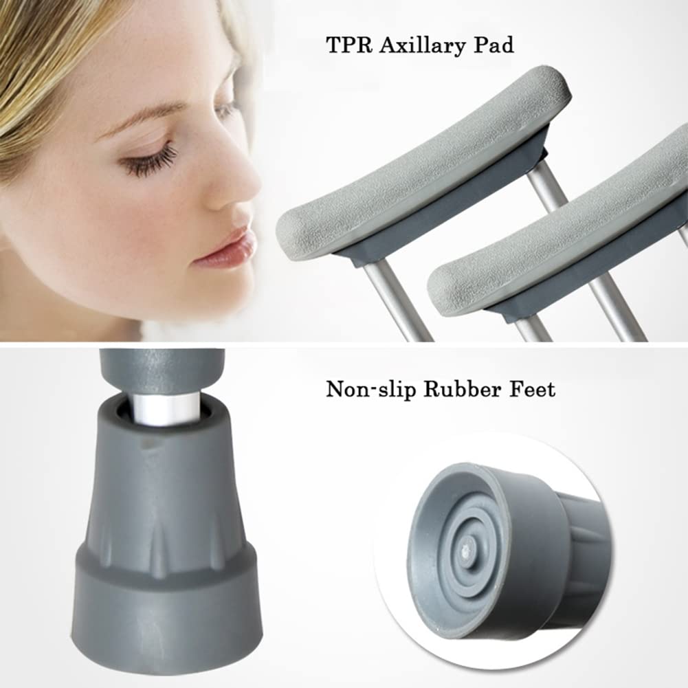 NGD Muletas Axilares de Aluminio(2 Unidades),Muletas Ortopédicas Plegables Telescópicas con Regulables en Altura 24,para Hombres,Mujeres y Adolescentes(Soporta hasta 200kg)