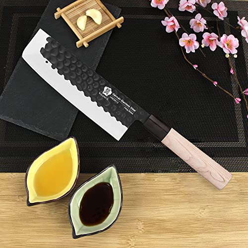 Wildmok 7 Inch Nakiri Knife German Stainless Steel Japenese Kitchen Knives Vegetable Chopping Knife Asian Usuba Chef Knife For Left Handed #TOP4