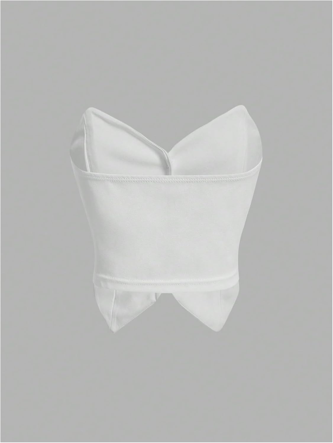 WDIRARA Women's Button Down Bustier Corset Top Strapless Asymmetrical Bandeau Crop Tube Tops - Image 2