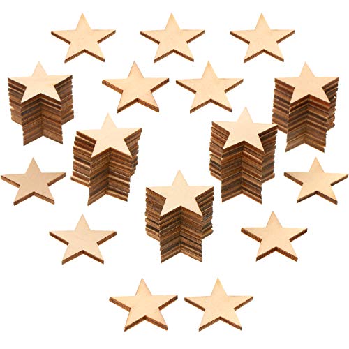 500 Pieces Star Shape Unfinished Wood Pieces, Blank Wood Pieces Wooden Cutouts Ornaments for Craft P - //coolthings.us