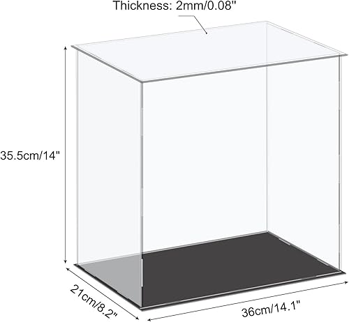 Miniatura 2 de MECCANIXITY Vitrina de acrílico, caja de plástico, caja de almacenamiento, transparente, pequeña, a prueba de polvo, 14.1 x 8.2 x 14 pulgadas para