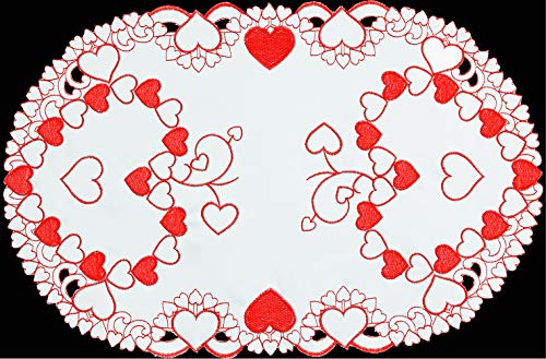 Creative Linens Embroidered Red Hearts Placemats Table Runners Tablecloths for Valentines Day Mothers Day Wedding Anniversary Decoration Placemats 11x17-4 Pieces