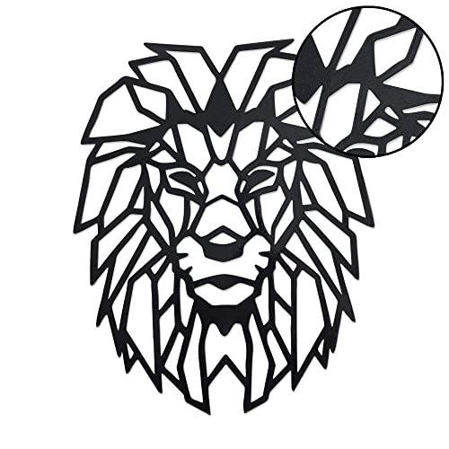 Image of METSY Wall Decor Graphical Lion Face Art | Metal Wall Art | Wall Hangings for Home Decoration | (48x38cm) Crafted with Laser Cutting, Black Powder Coated For Living room, Bedroom, Hallways