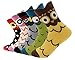 AnVei-Nao Womens Girls Stripe Cartoon Owl Pattern Cotton Soft Crew Socks 5 Pairs