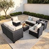 Xiacare 8 Pieces Patio Furniture Set with Storage, Outdoor Sectional Sofas